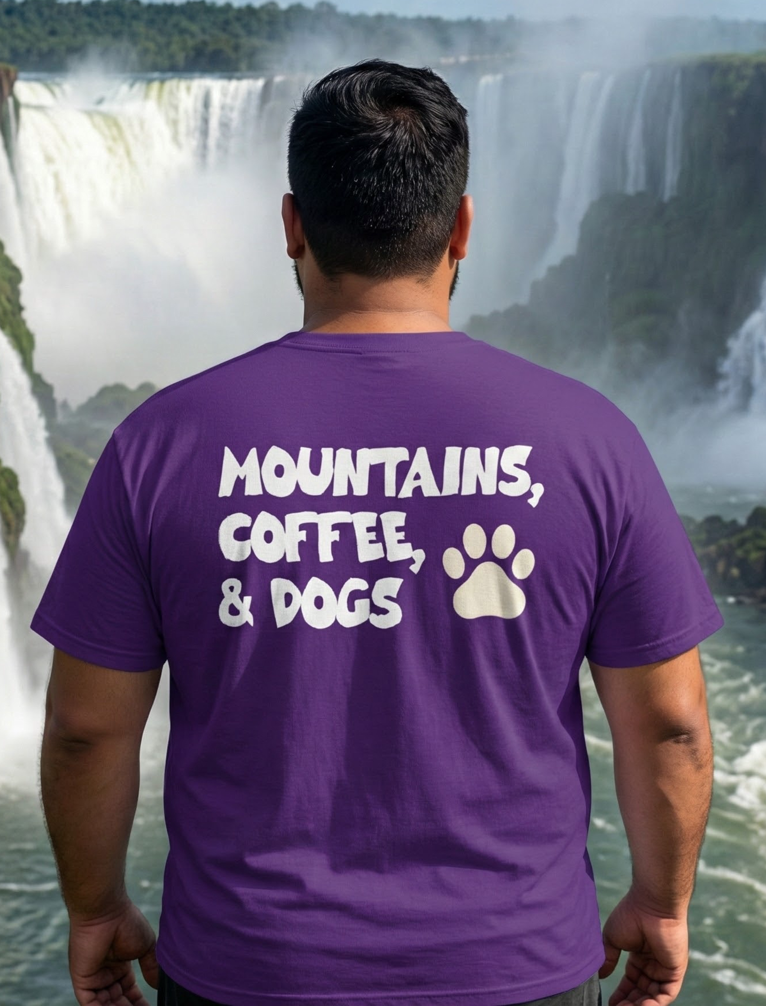 Mountains, Coffee, & Dogs. – Comfort Collection Tee