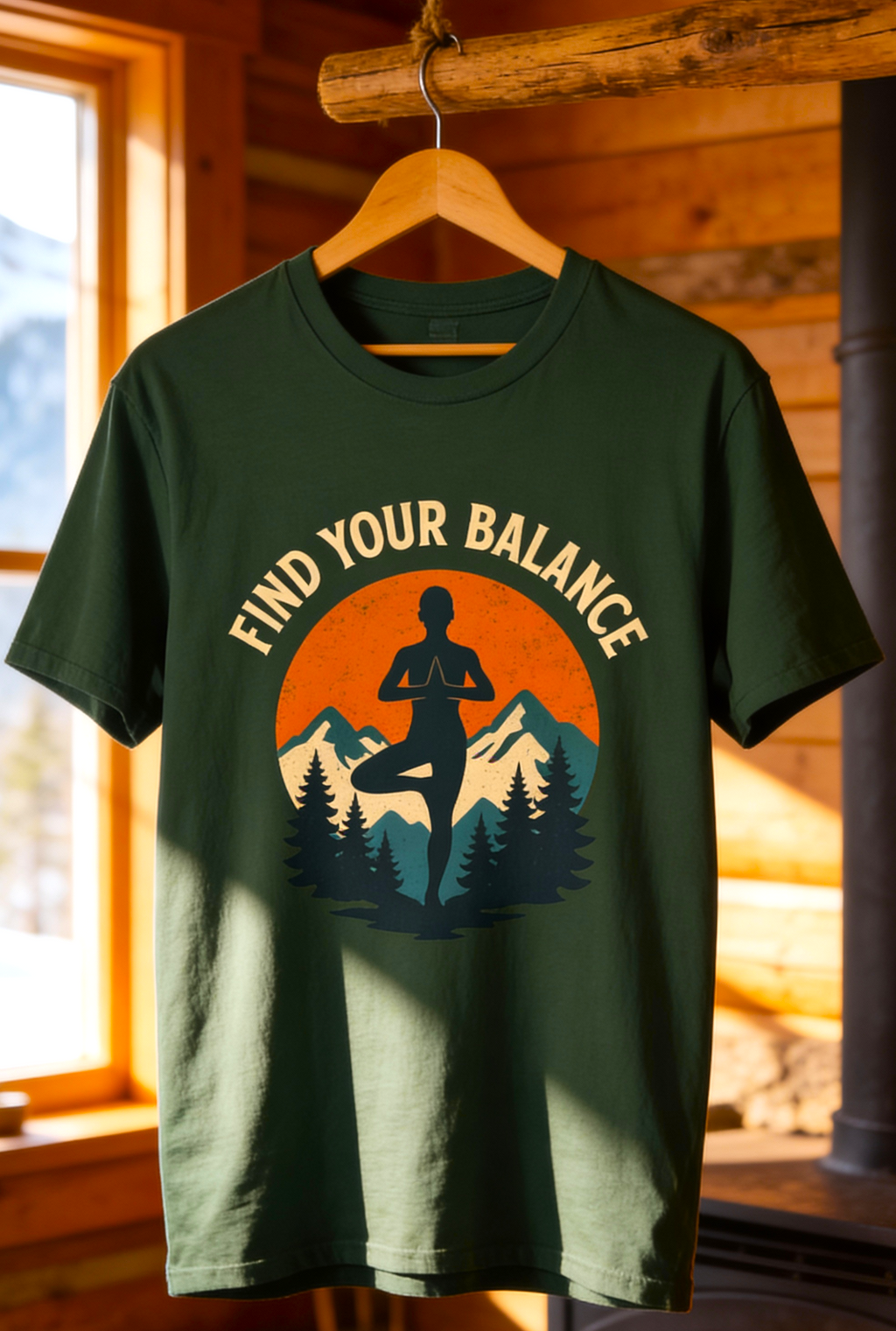 Find Your Balance T-Shirt – Yoga & Nature-Inspired