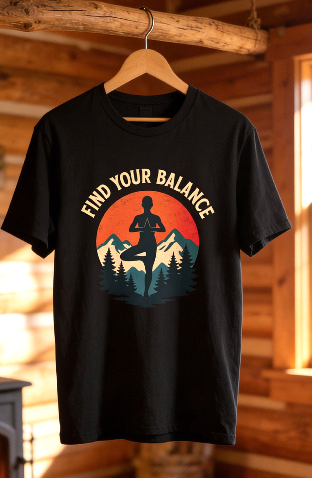 Find Your Balance T-Shirt – Yoga & Nature-Inspired