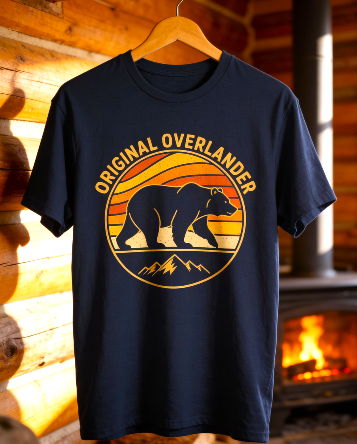Original Overlander Retro Bear T-Shirt | 1970s Vintage Sunset Adventure Tee
