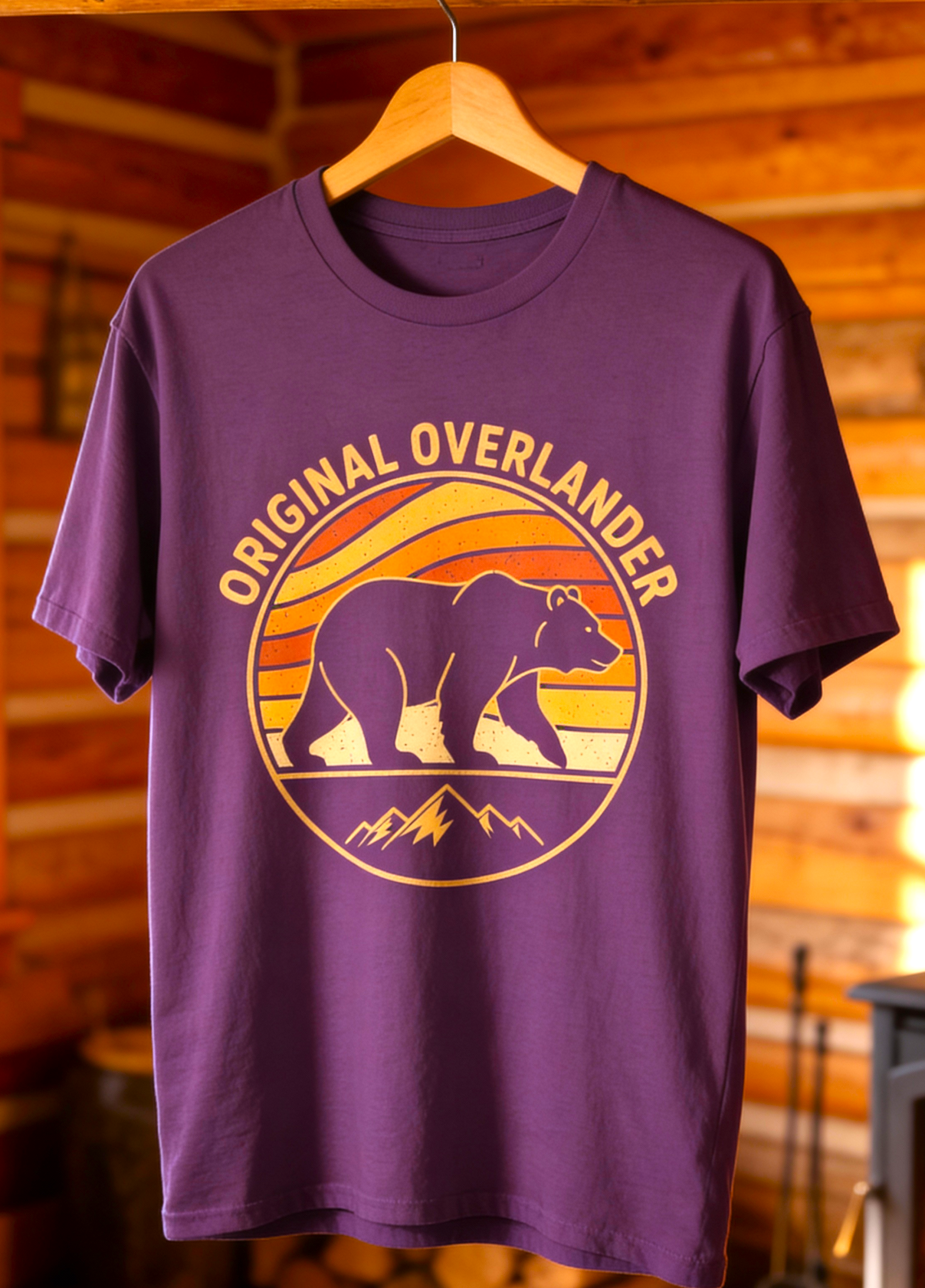 Original Overlander Retro Bear T-Shirt | 1970s Vintage Sunset Adventure Tee