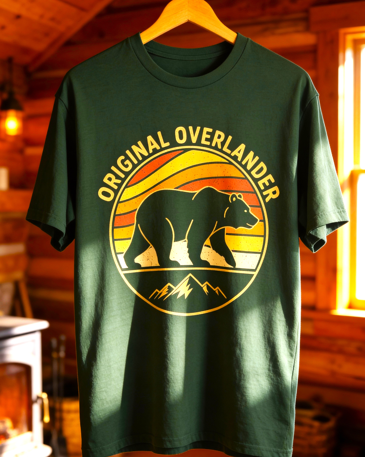 Original Overlander Retro Bear T-Shirt | 1970s Vintage Sunset Adventure Tee