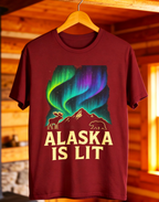 Alaska Is Lit T-Shirt | Aurora Borealis Graphic | Gildan 5000