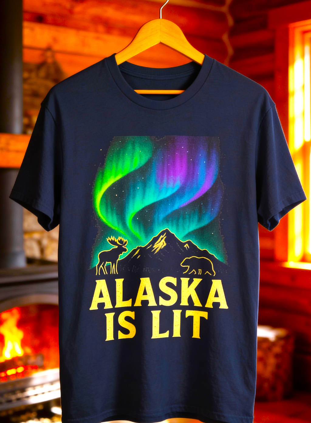 Alaska Is Lit T-Shirt | Aurora Borealis Graphic | Gildan 5000
