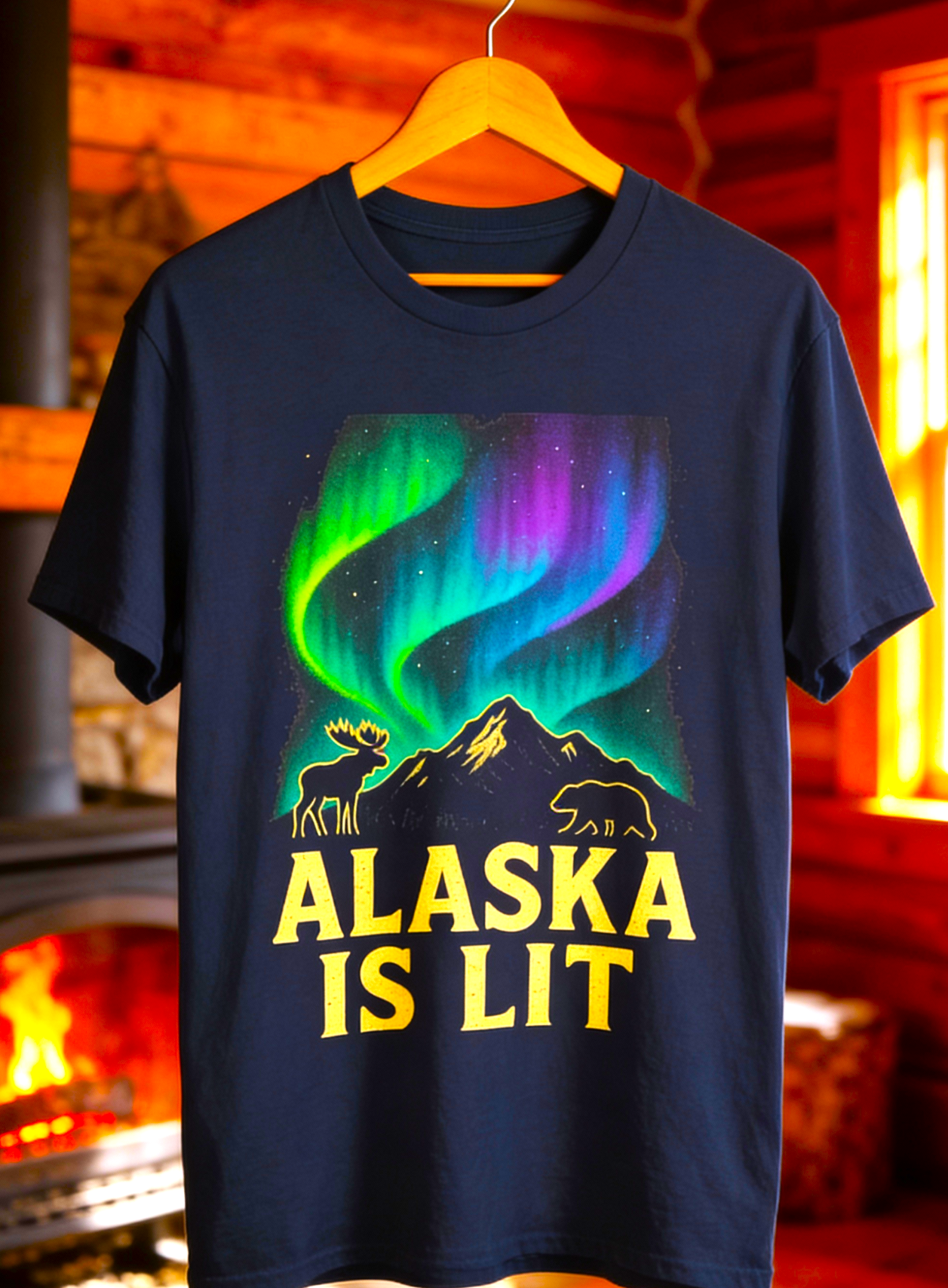 Alaska Is Lit T-Shirt | Aurora Borealis Graphic | Gildan 5000