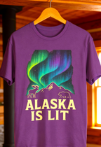 Alaska Is Lit T-Shirt | Aurora Borealis Graphic | Gildan 5000