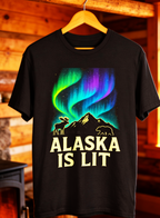 Alaska Is Lit T-Shirt | Aurora Borealis Graphic | Gildan 5000