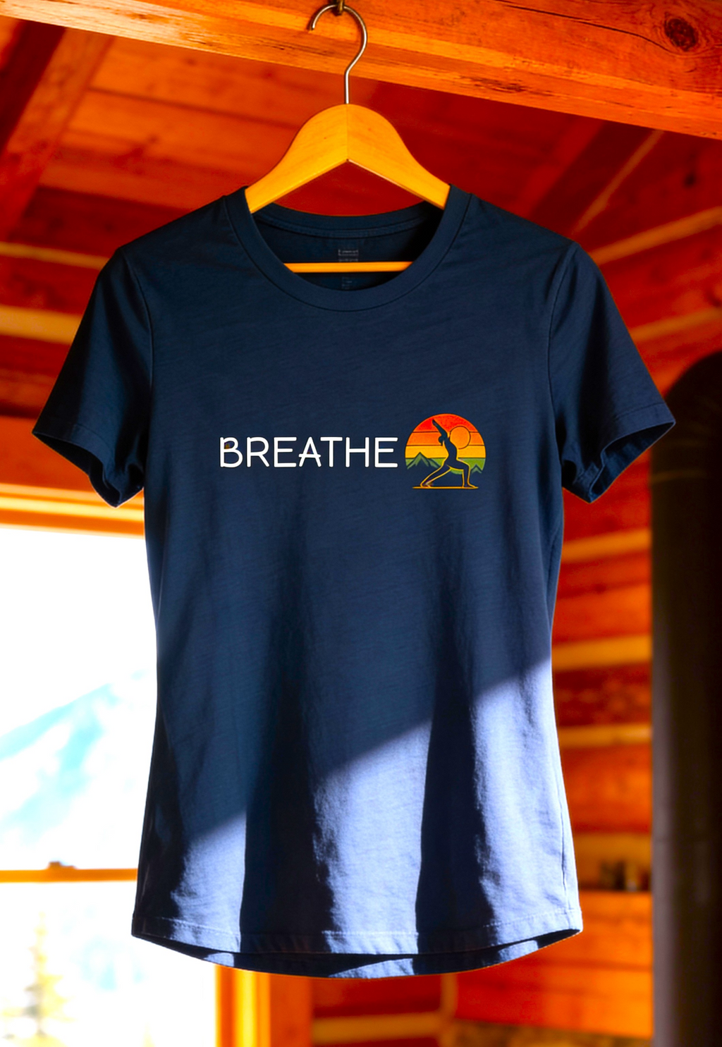 Breathe Retro Yoga Sunrise Women’s Tee