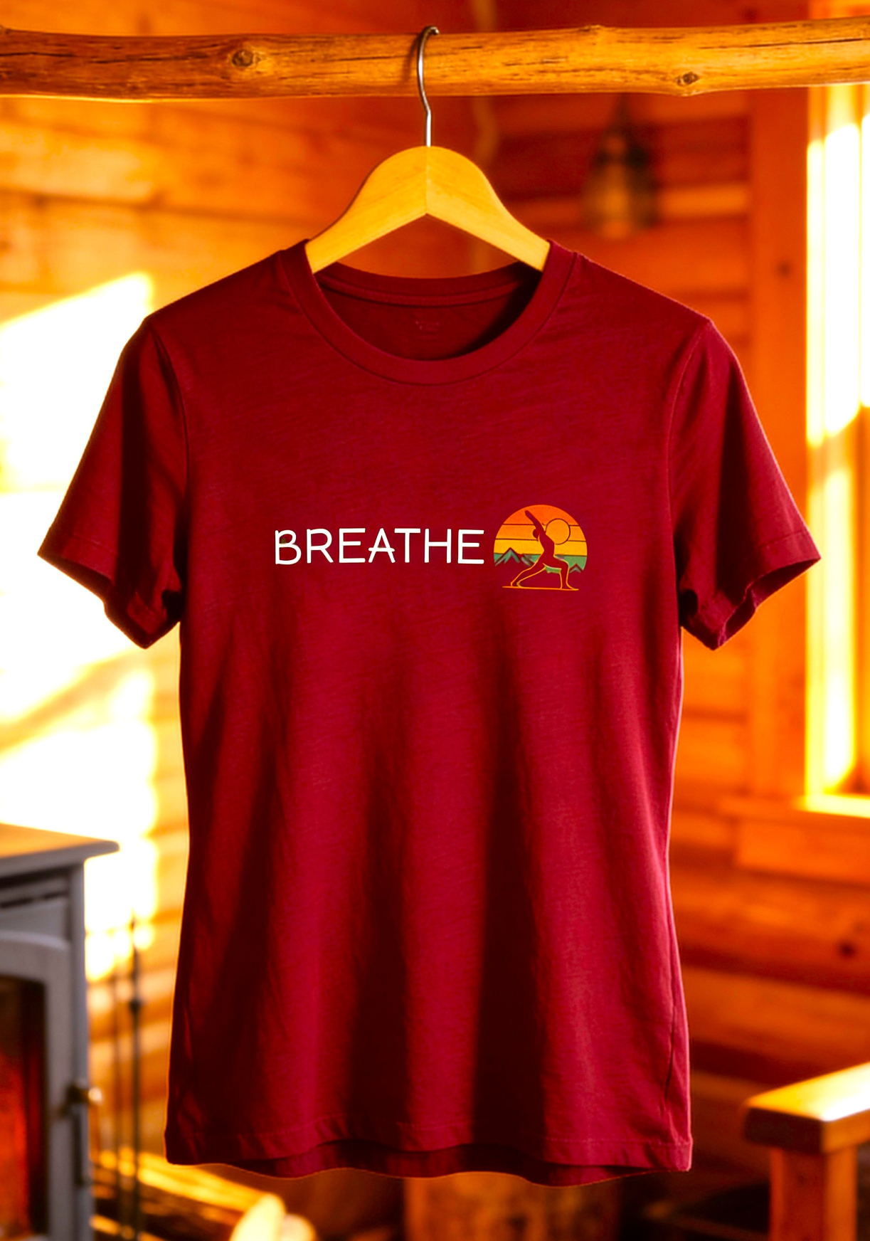 Breathe Retro Yoga Sunrise Women’s Tee