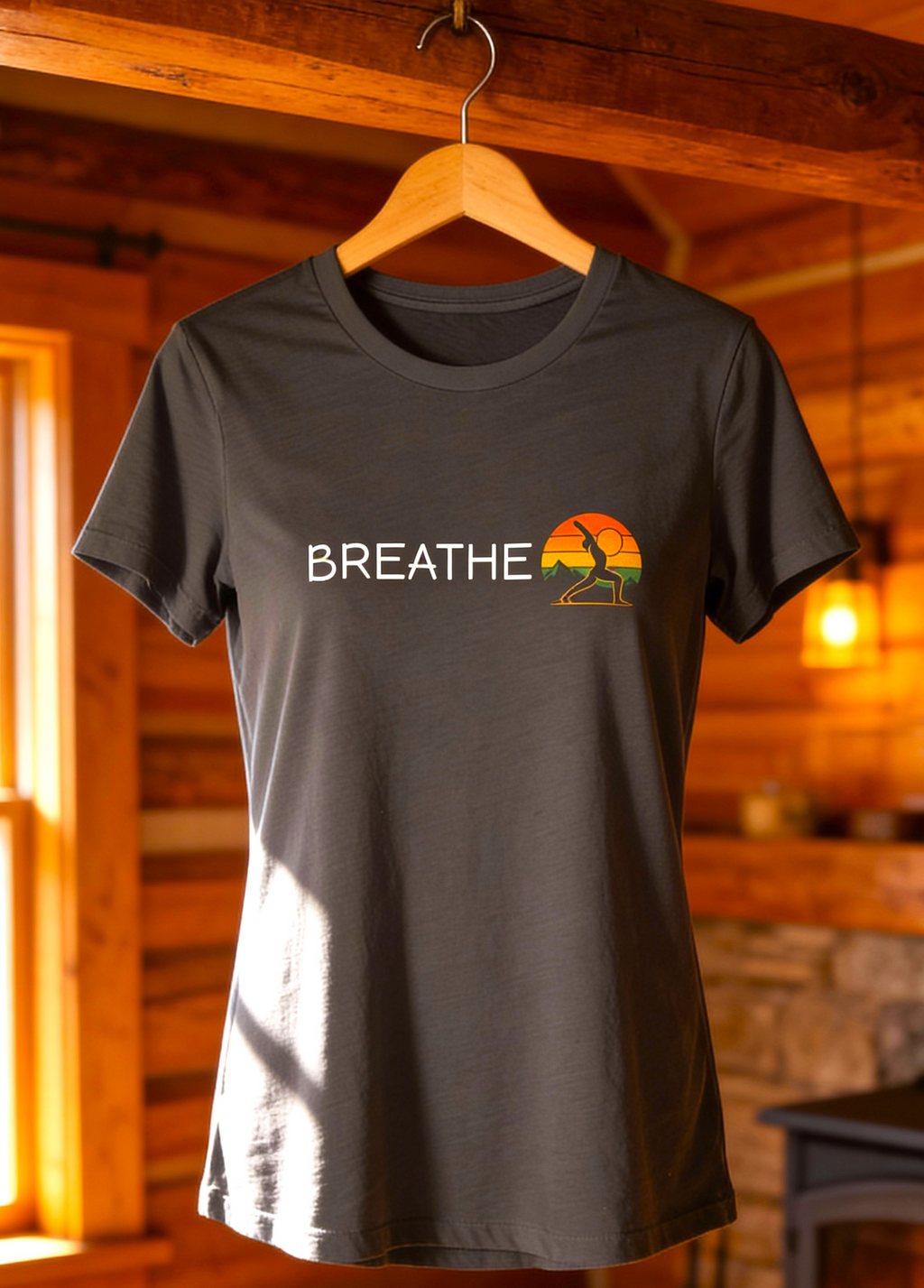 Breathe Retro Yoga Sunrise Women’s Tee