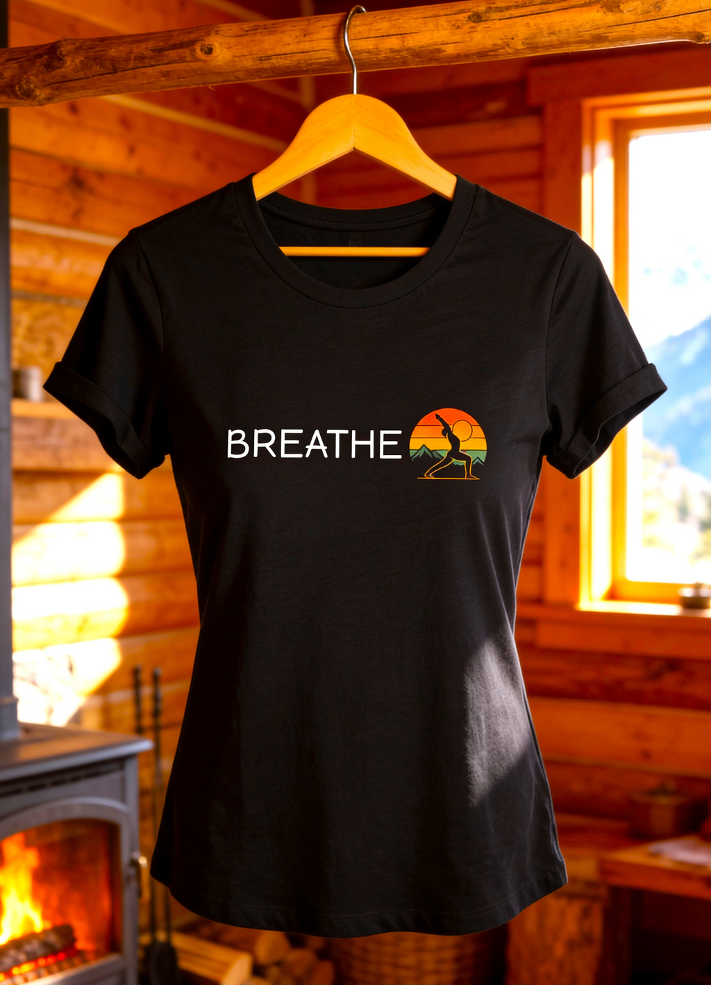 Breathe Retro Yoga Sunrise Women’s Tee