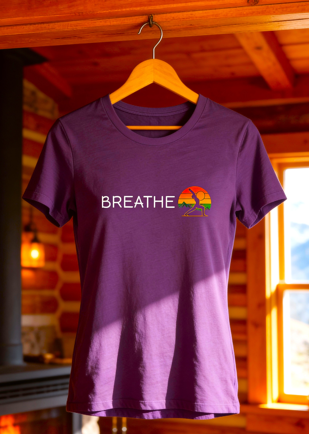 Breathe Retro Yoga Sunrise Women’s Tee