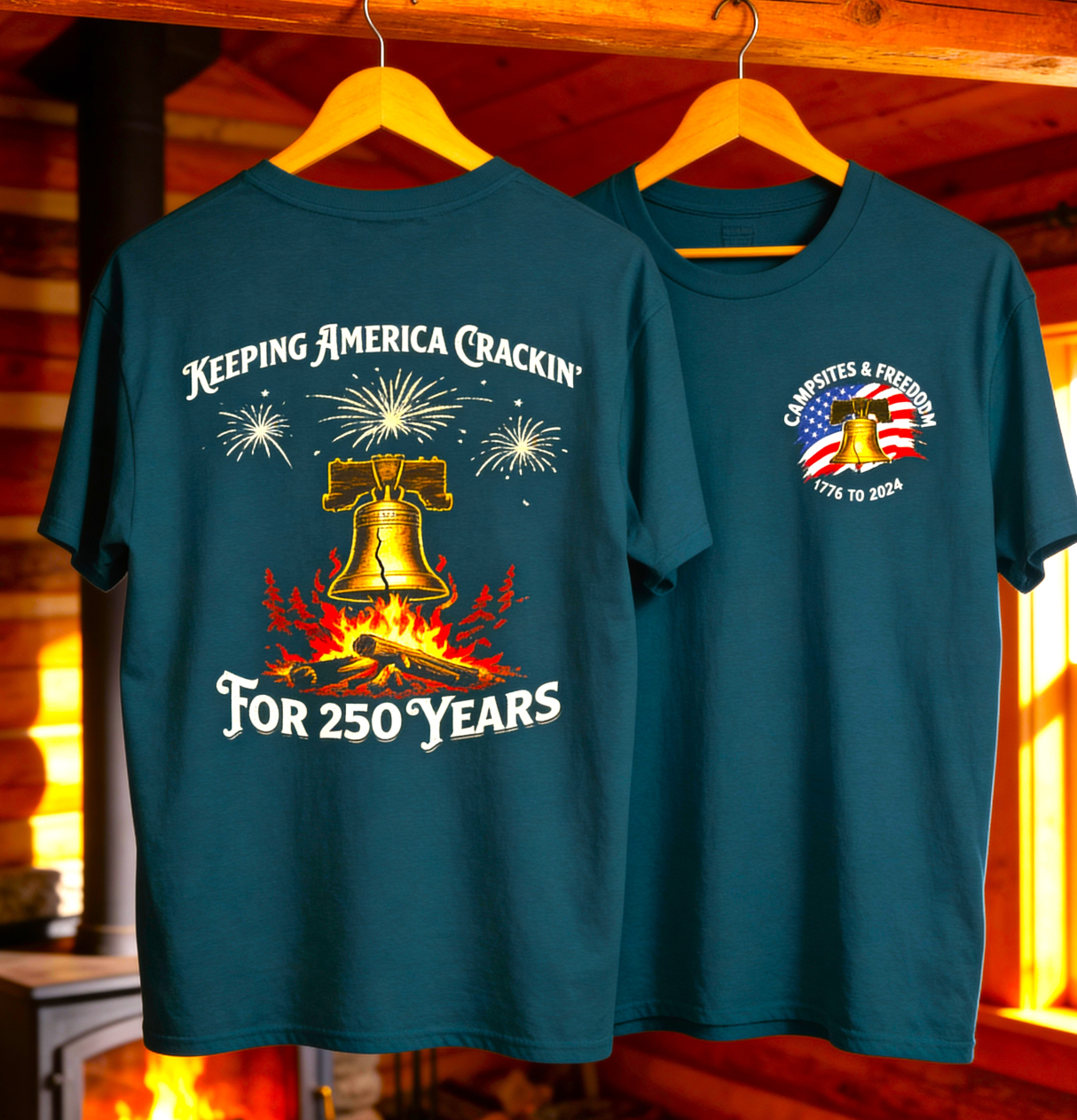 Campfires & Freedom – 250 Years of America T-Shirt (1776–2026)