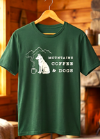 Mountains, Coffee & Dogs Tee — Outdoor Dog Lover T-Shirt