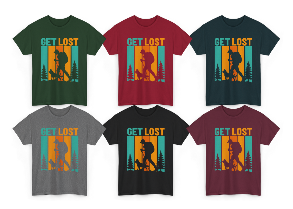 Get Lost Hiking Shirt with Dog – Retro Adventure Tee