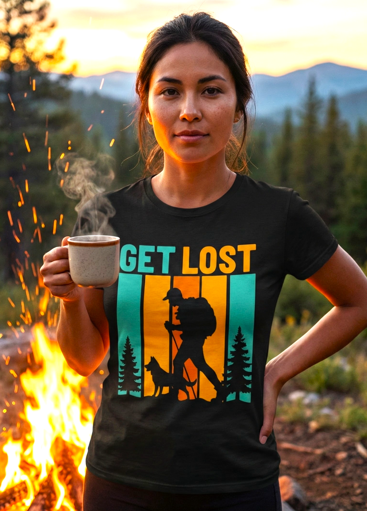Get Lost Hiking Shirt with Dog – Retro Adventure Tee
