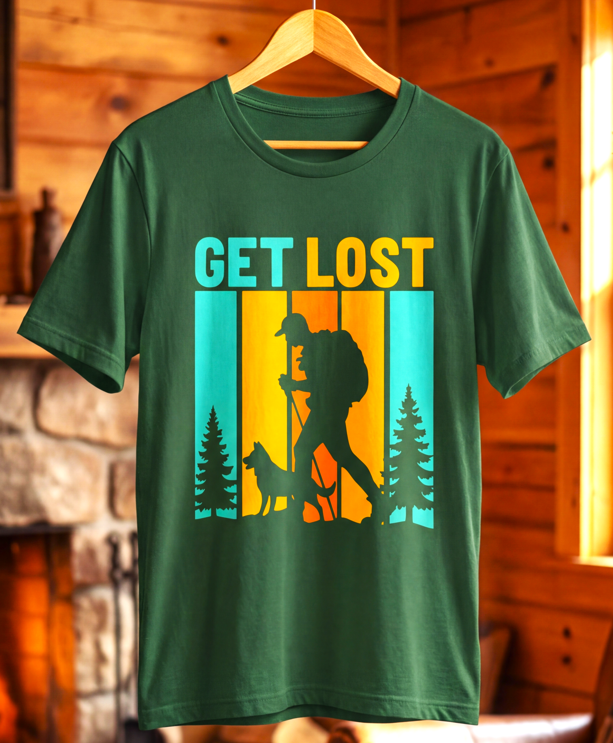 Get Lost Hiking Shirt with Dog – Retro Adventure Tee