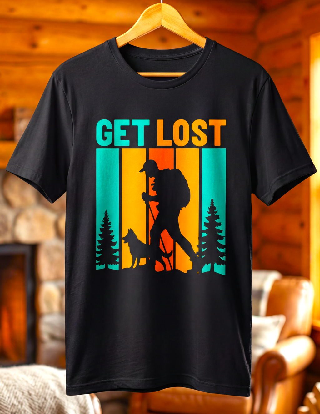Get Lost Hiking Shirt with Dog – Retro Adventure Tee