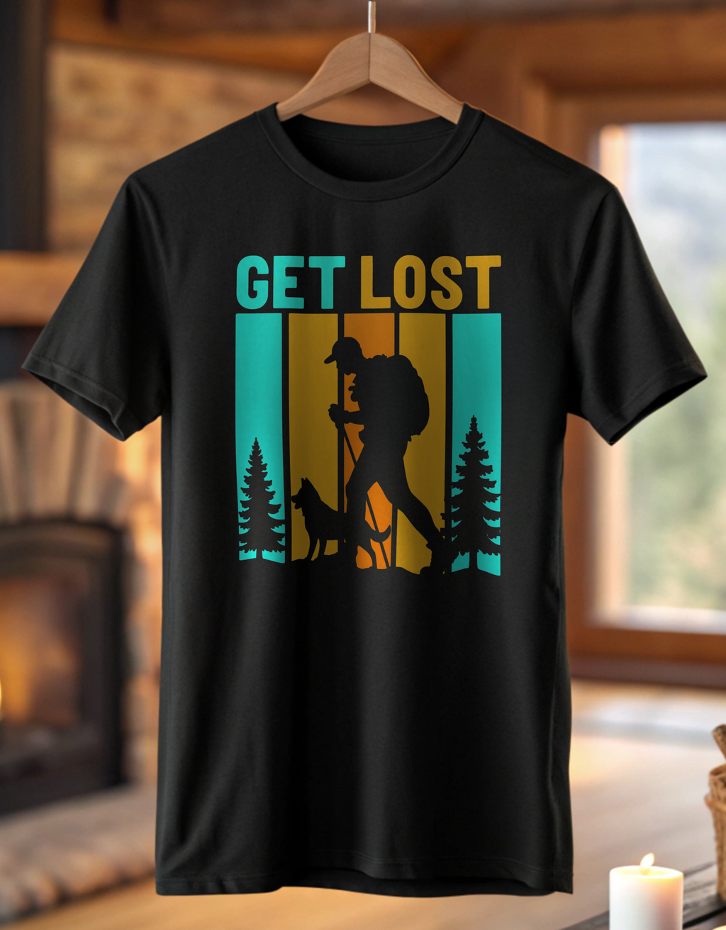 Get Lost Hiking Shirt with Dog – Retro Adventure Tee