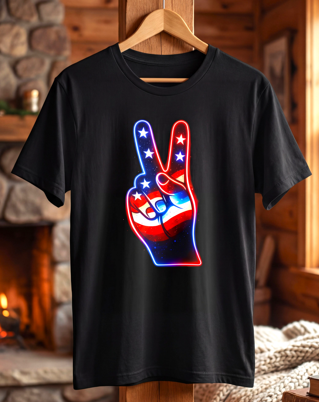 Neon Freedom Peace Hand T-Shirt