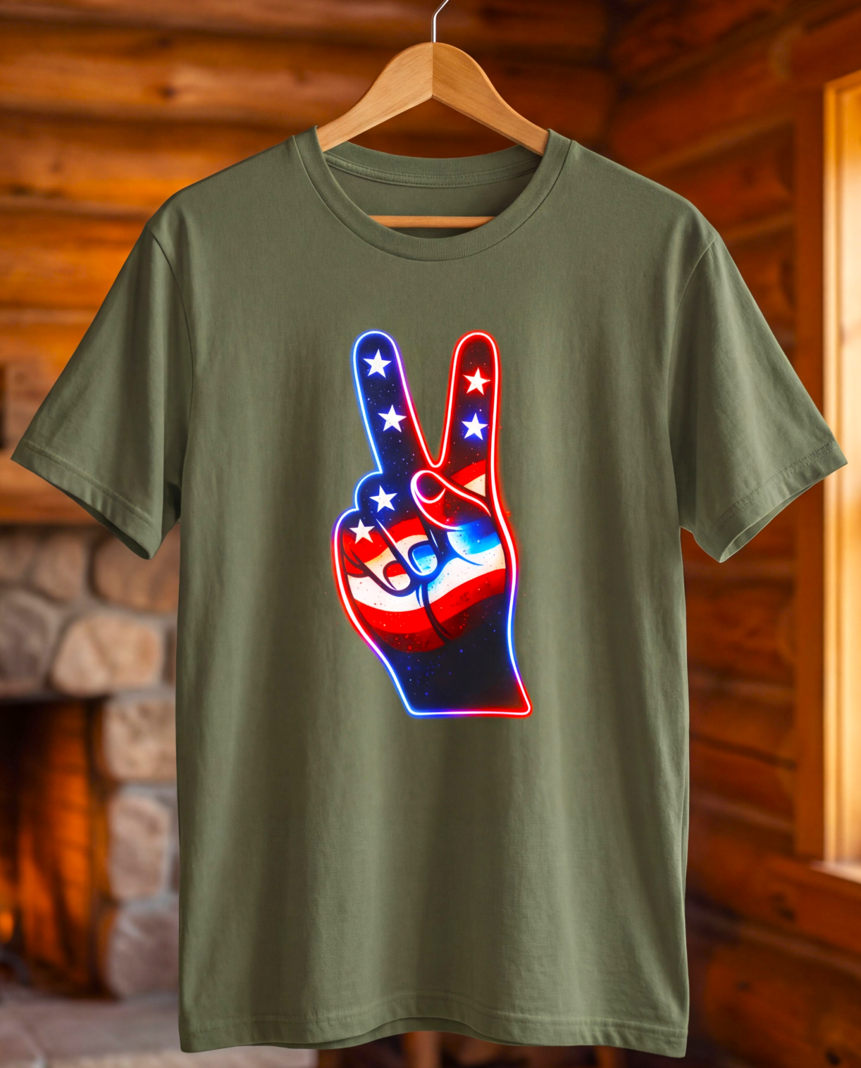Neon Freedom Peace Hand T-Shirt