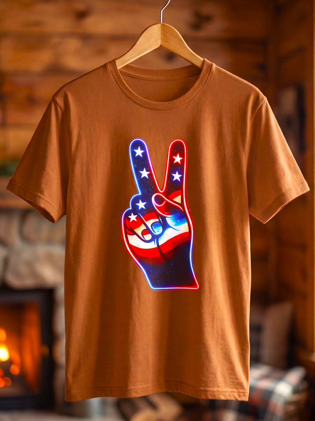 Neon Freedom Peace Hand T-Shirt
