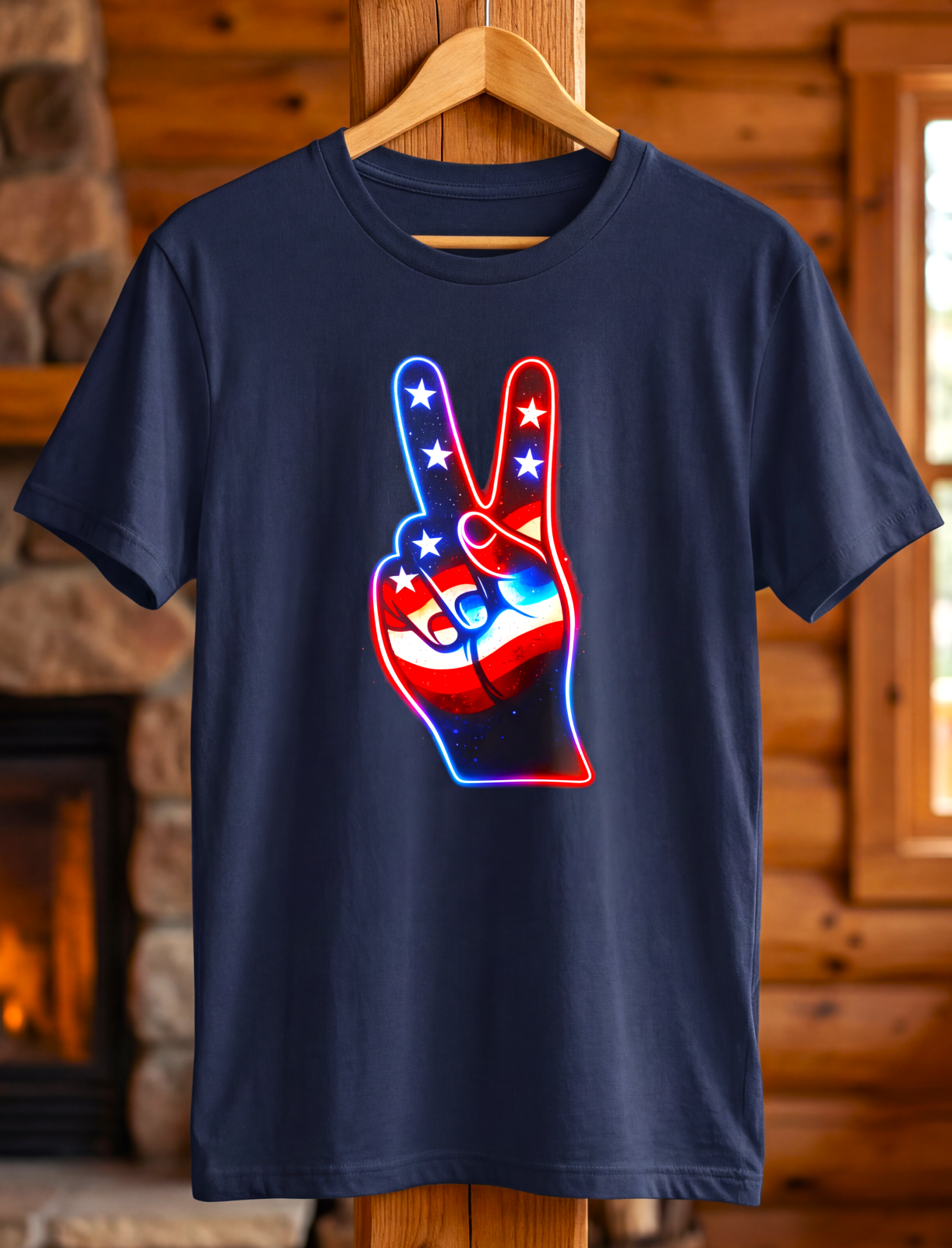 Neon Freedom Peace Hand T-Shirt