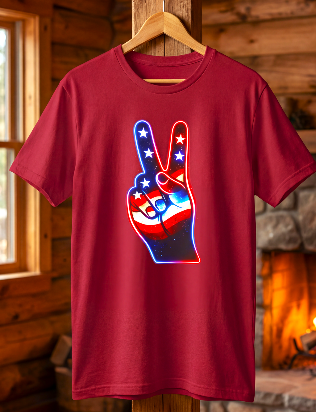 Neon Freedom Peace Hand T-Shirt