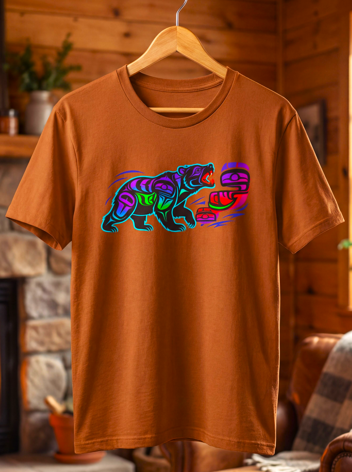 Coastal Bear – Neon Totem Bear T-Shirt