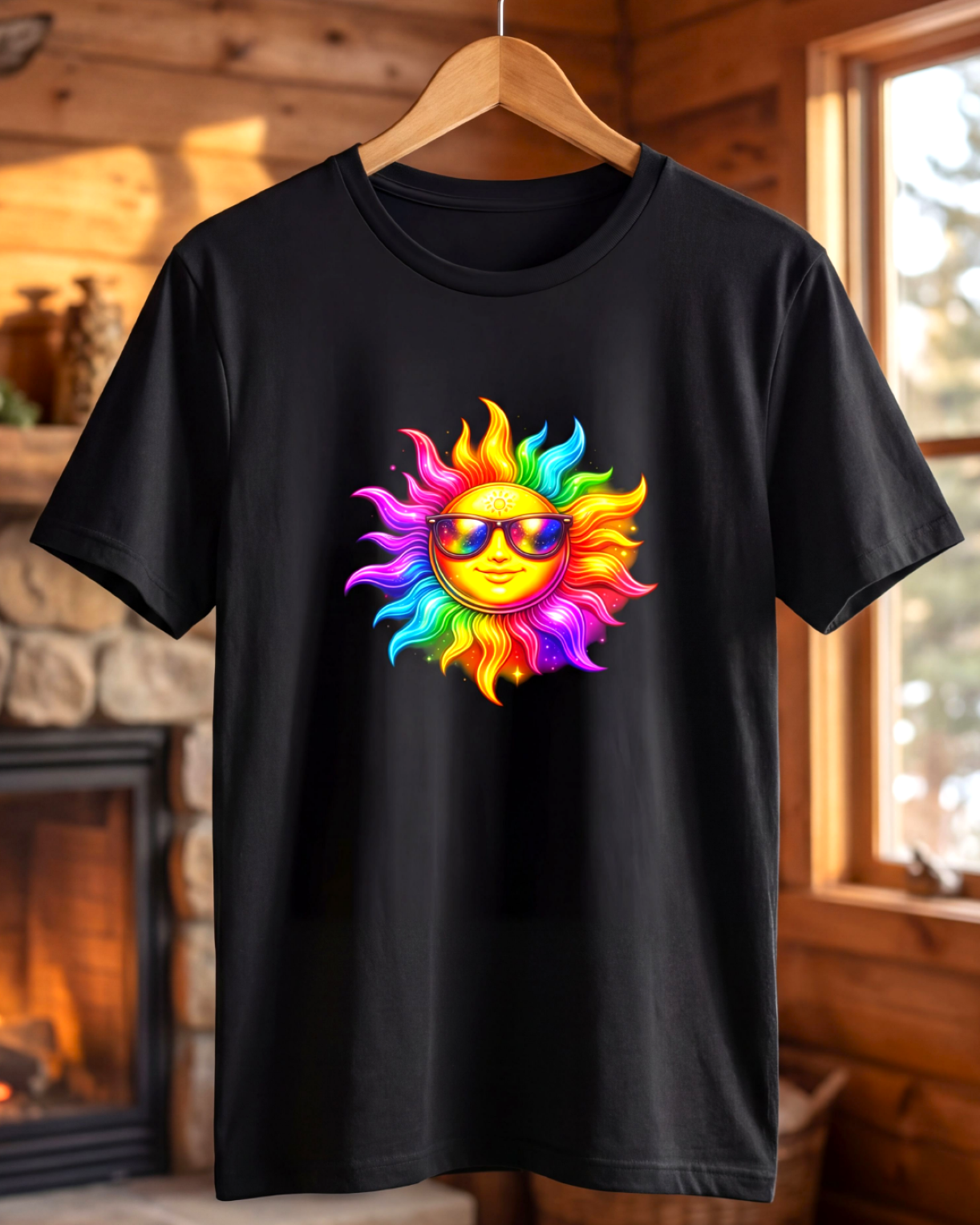 Neon Sun Sunglasses T-Shirt – Rainbow Sun Graphic Tee