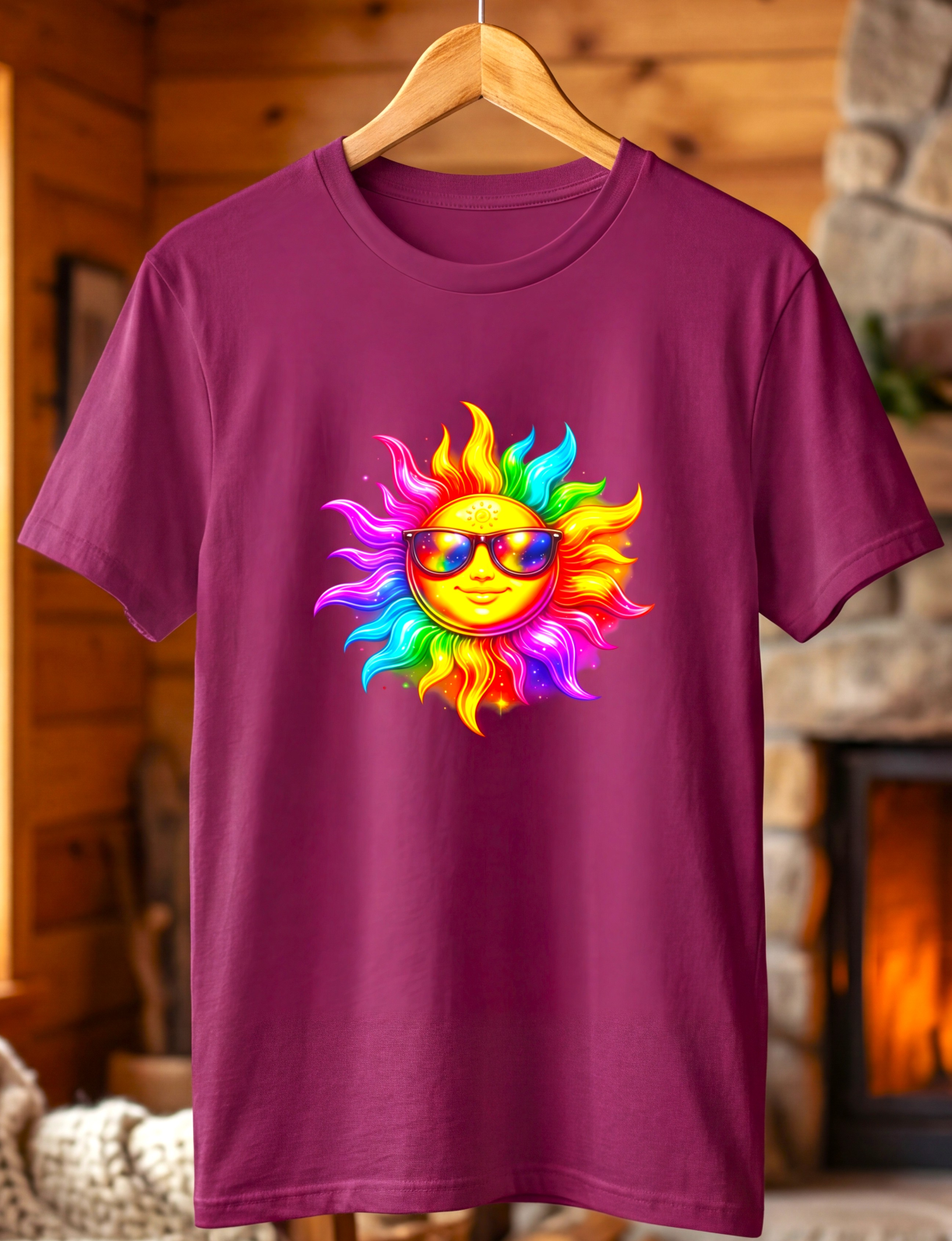 Neon Sun Sunglasses T-Shirt – Rainbow Sun Graphic Tee