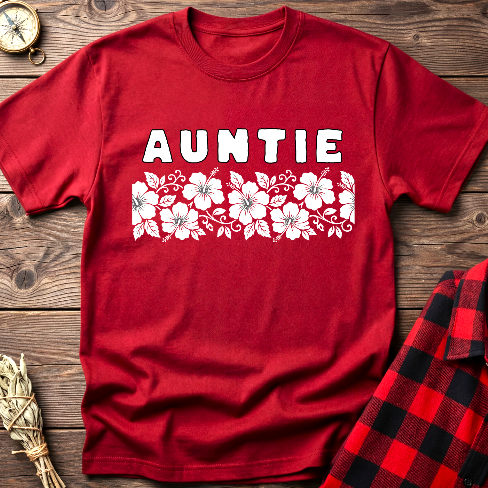 Auntie Hibiscus Floral T-Shirt