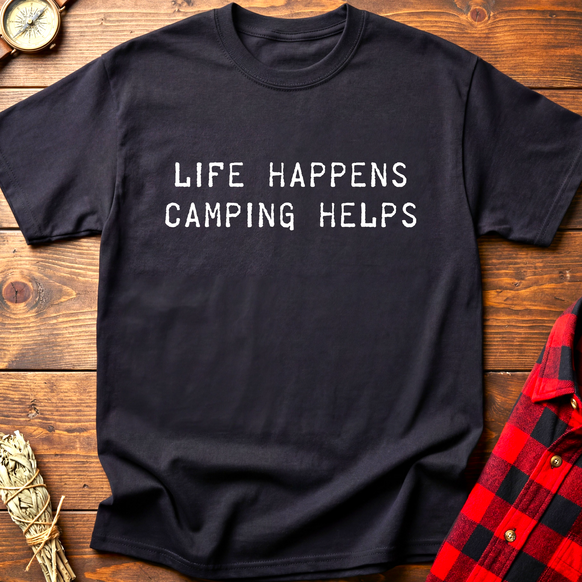 Life Happens Camping Helps Tee