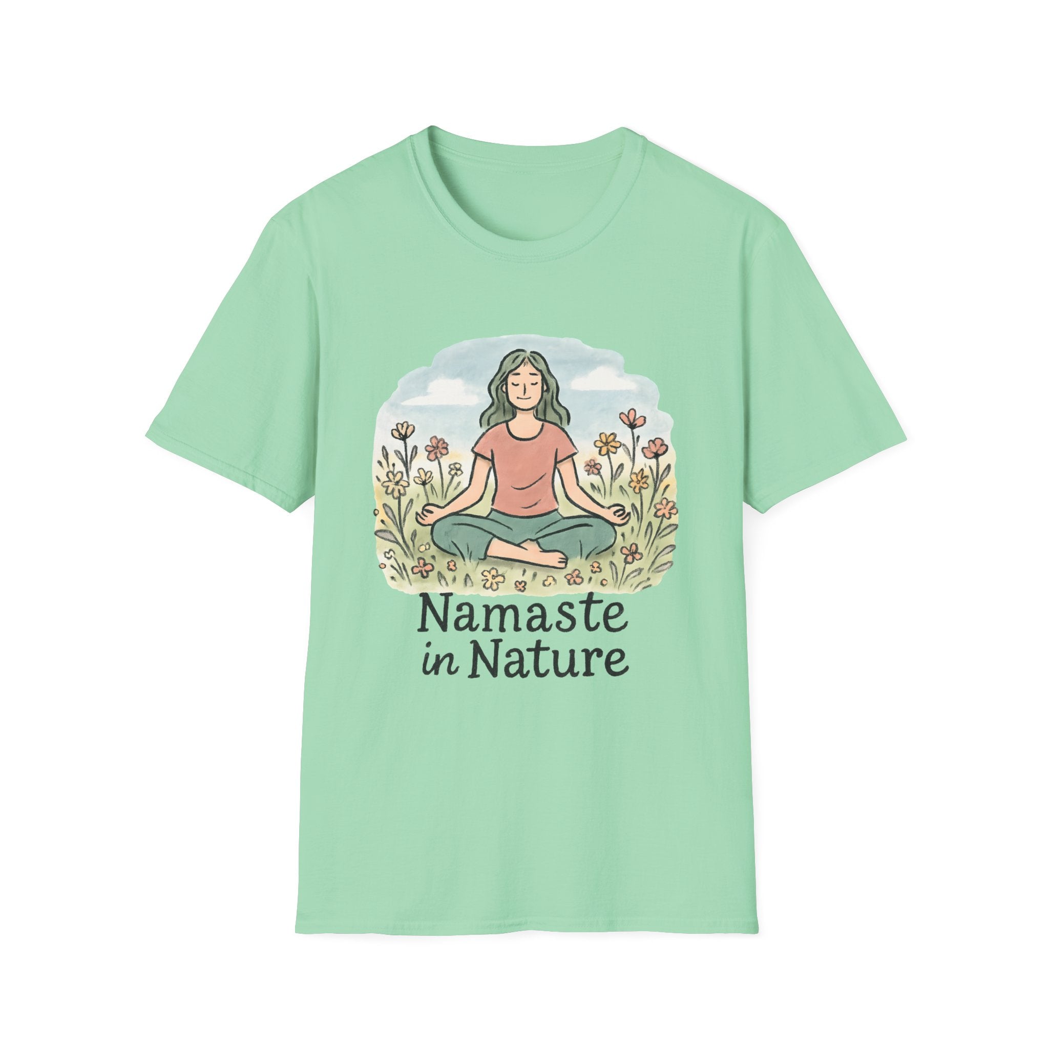 Namaste in Nature T-Shirt – Peaceful Meditation Floral Tee