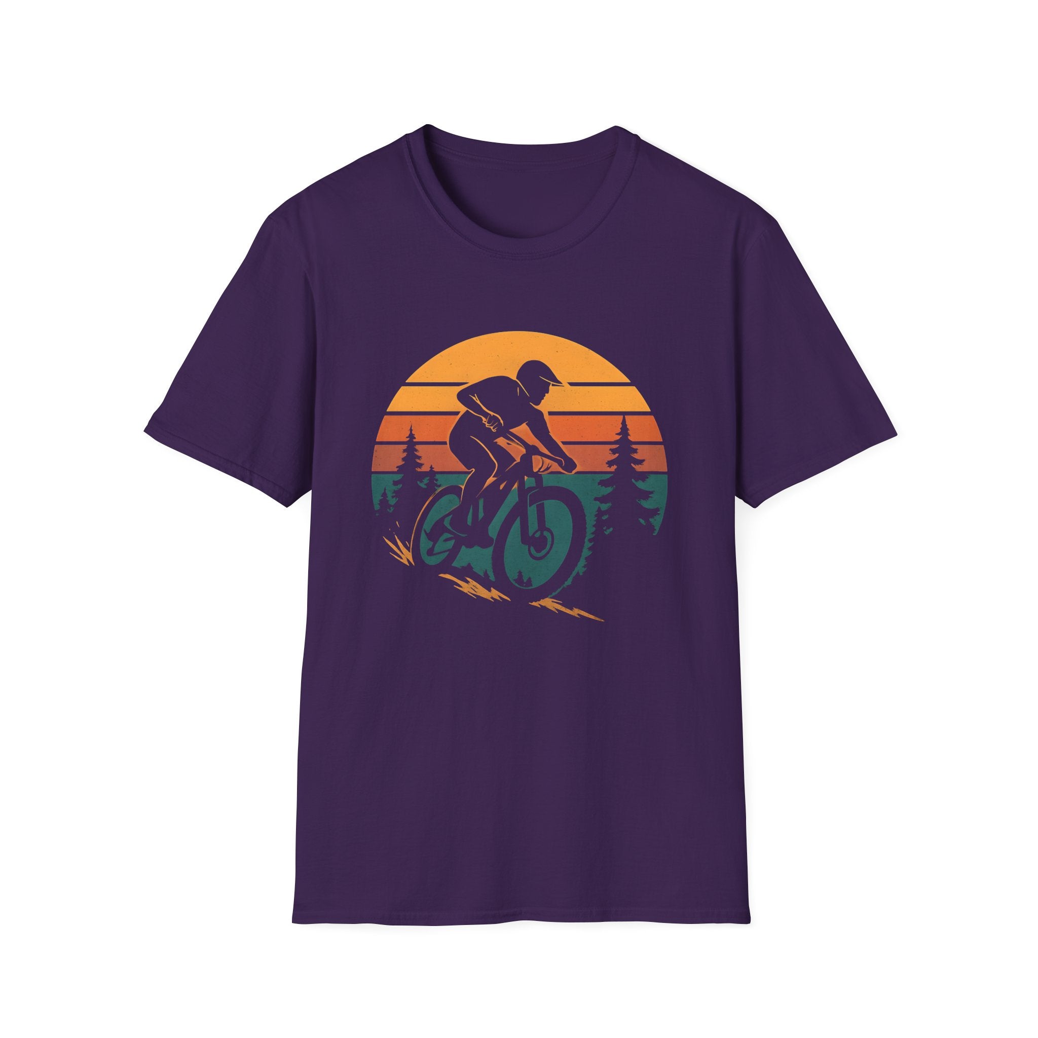 Sunset Trail MTB T-Shirt – Mountain Biker Silhouette Design