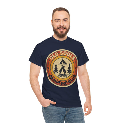Old Souls Campfire Club Retro T-Shirt | Vintage Sunset Camping Tee