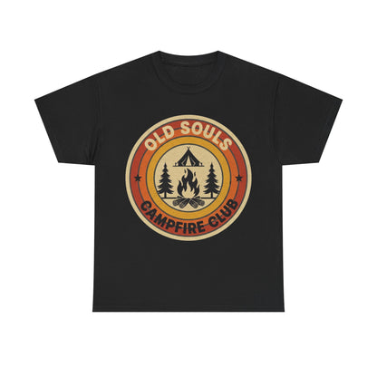 Old Souls Campfire Club Retro T-Shirt | Vintage Sunset Camping Tee