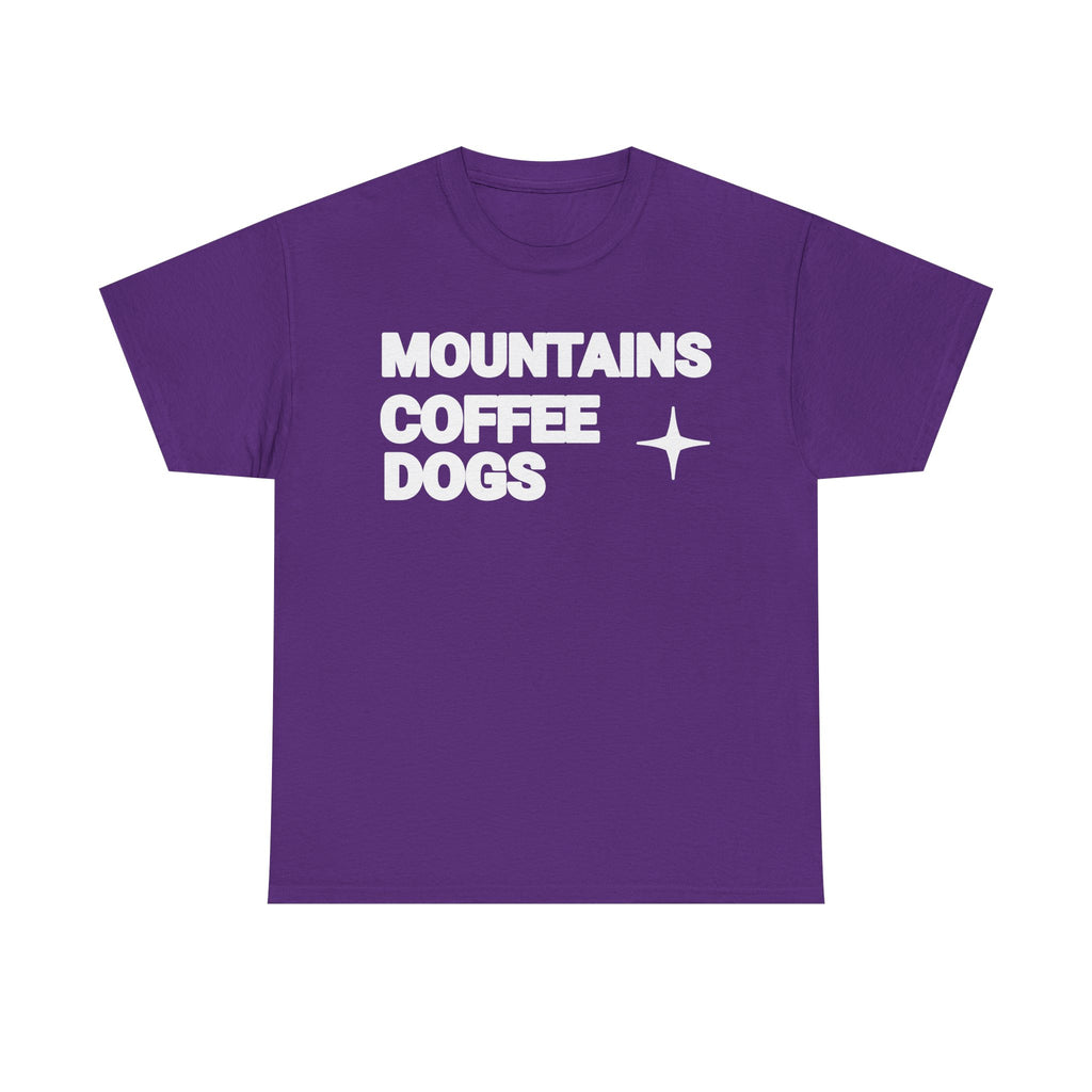 Mountains. Coffee. Dogs. – Comfort Collection Tee