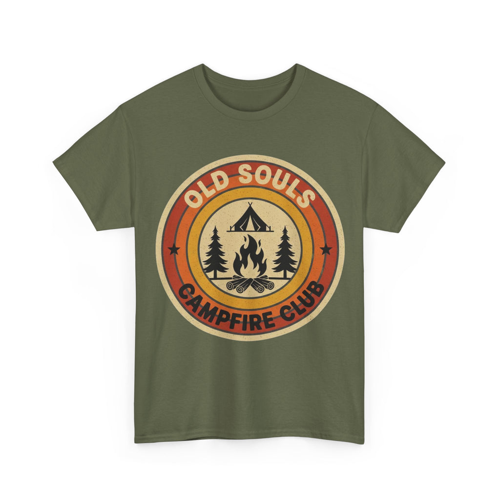 Old Souls Campfire Club Retro T-Shirt | Vintage Sunset Camping Tee