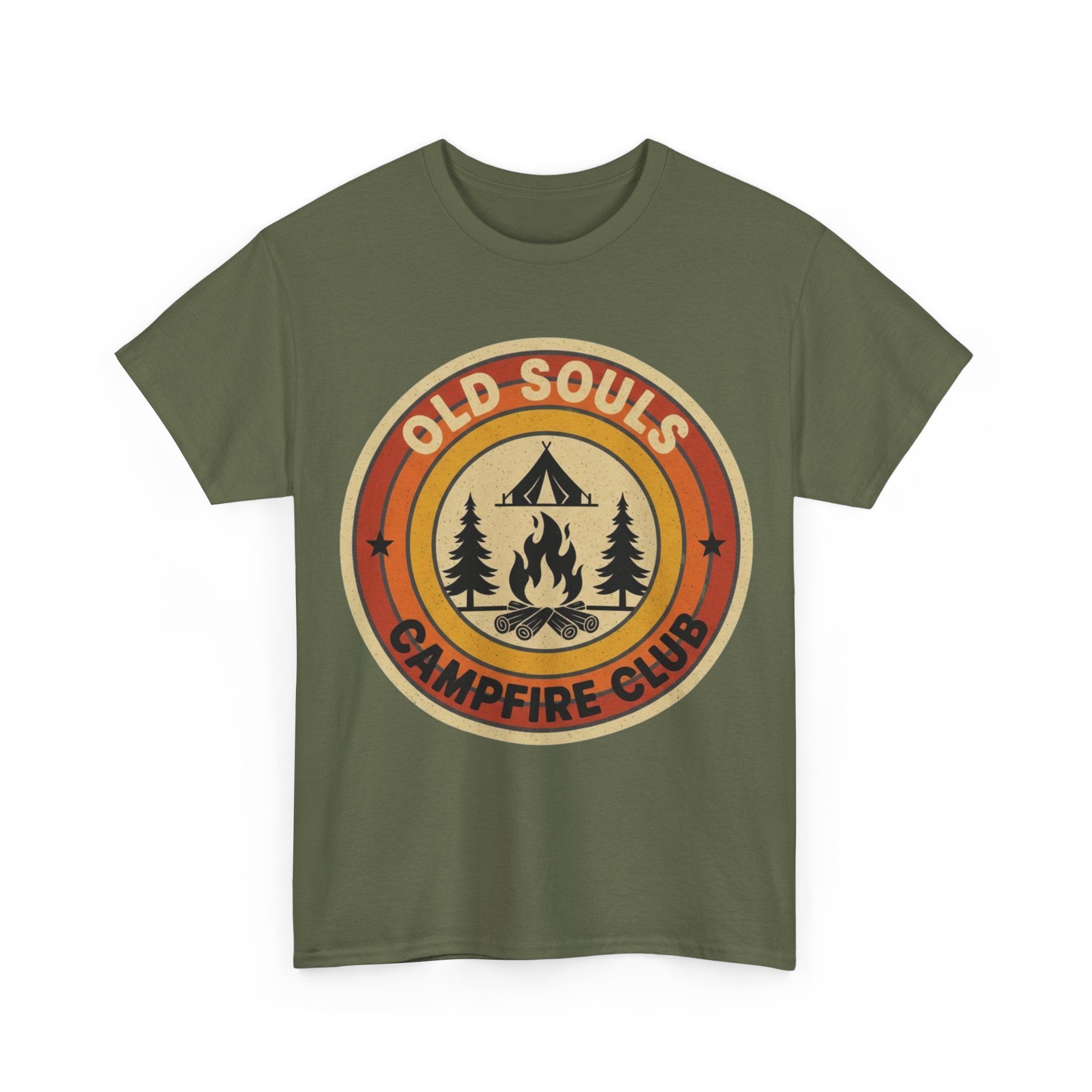 Old Souls Campfire Club Retro T-Shirt | Vintage Sunset Camping Tee