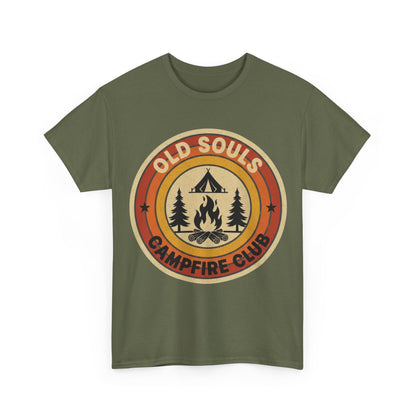 Old Souls Campfire Club Retro T-Shirt | Vintage Sunset Camping Tee