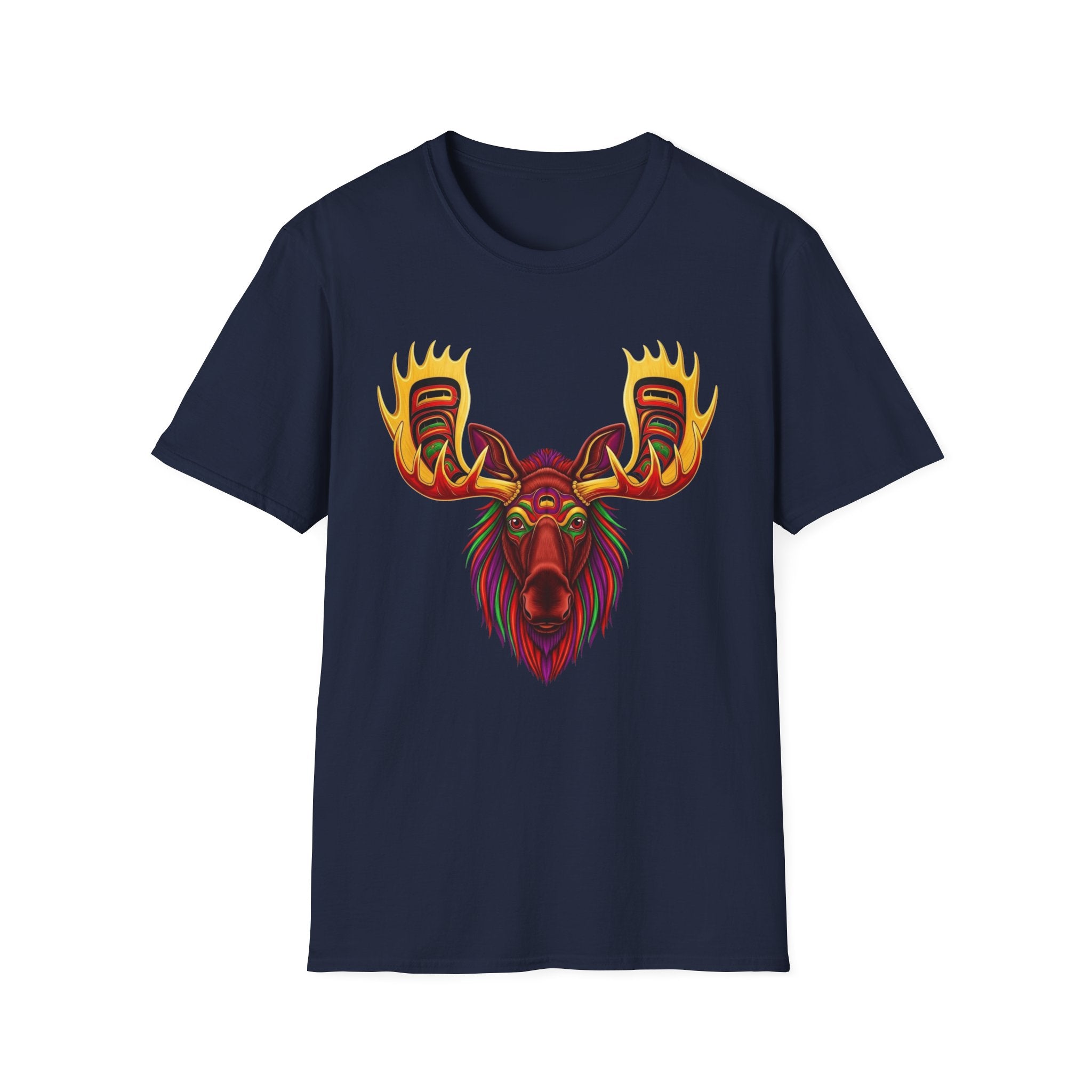 Tribal Moose Spirit T-Shirt – Colorful Totem Animal Design