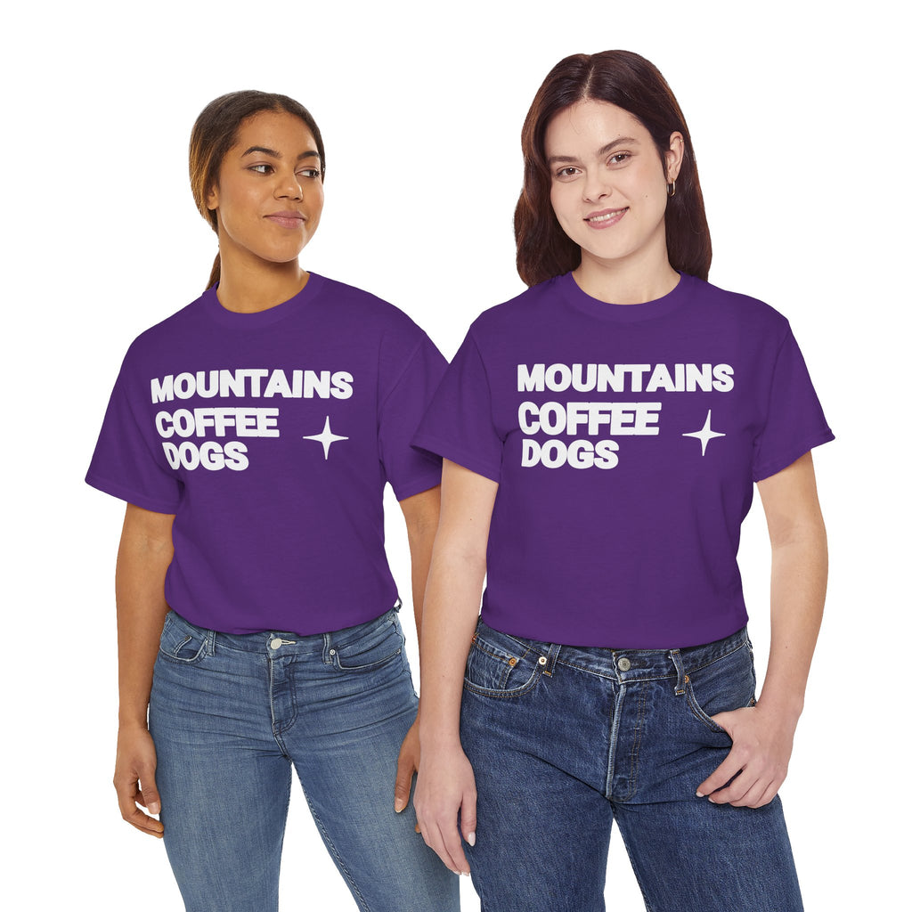Mountains. Coffee. Dogs. – Comfort Collection Tee