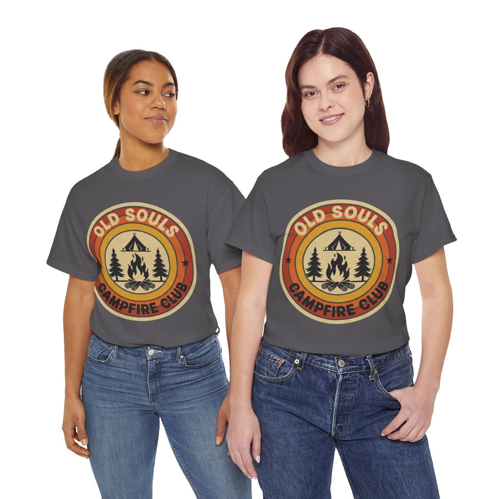 Old Souls Campfire Club Retro T-Shirt | Vintage Sunset Camping Tee