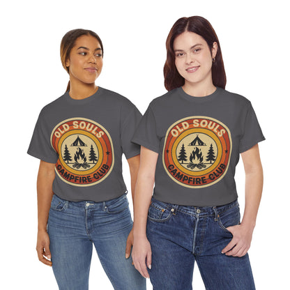 Old Souls Campfire Club Retro T-Shirt | Vintage Sunset Camping Tee