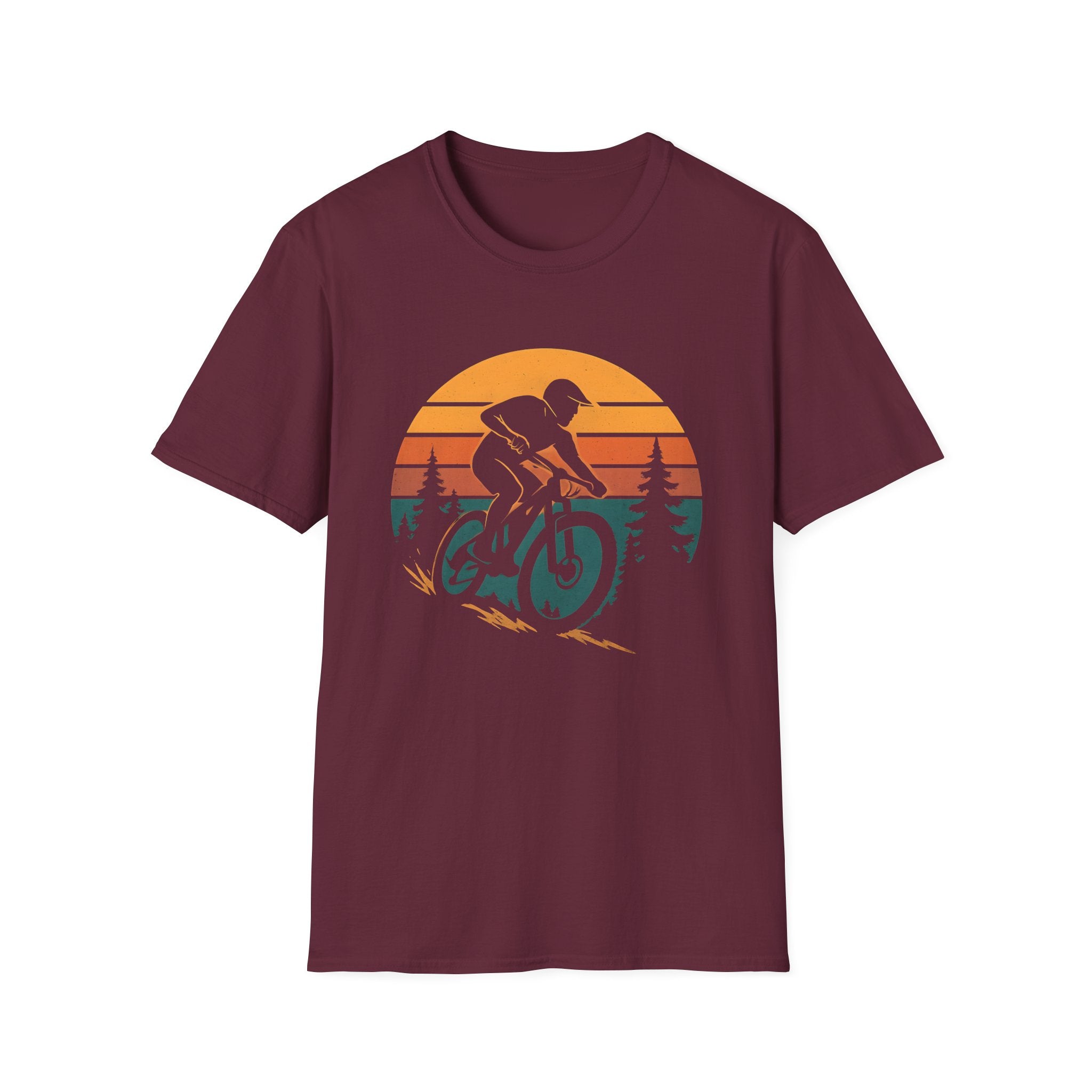 Sunset Trail MTB T-Shirt – Mountain Biker Silhouette Design