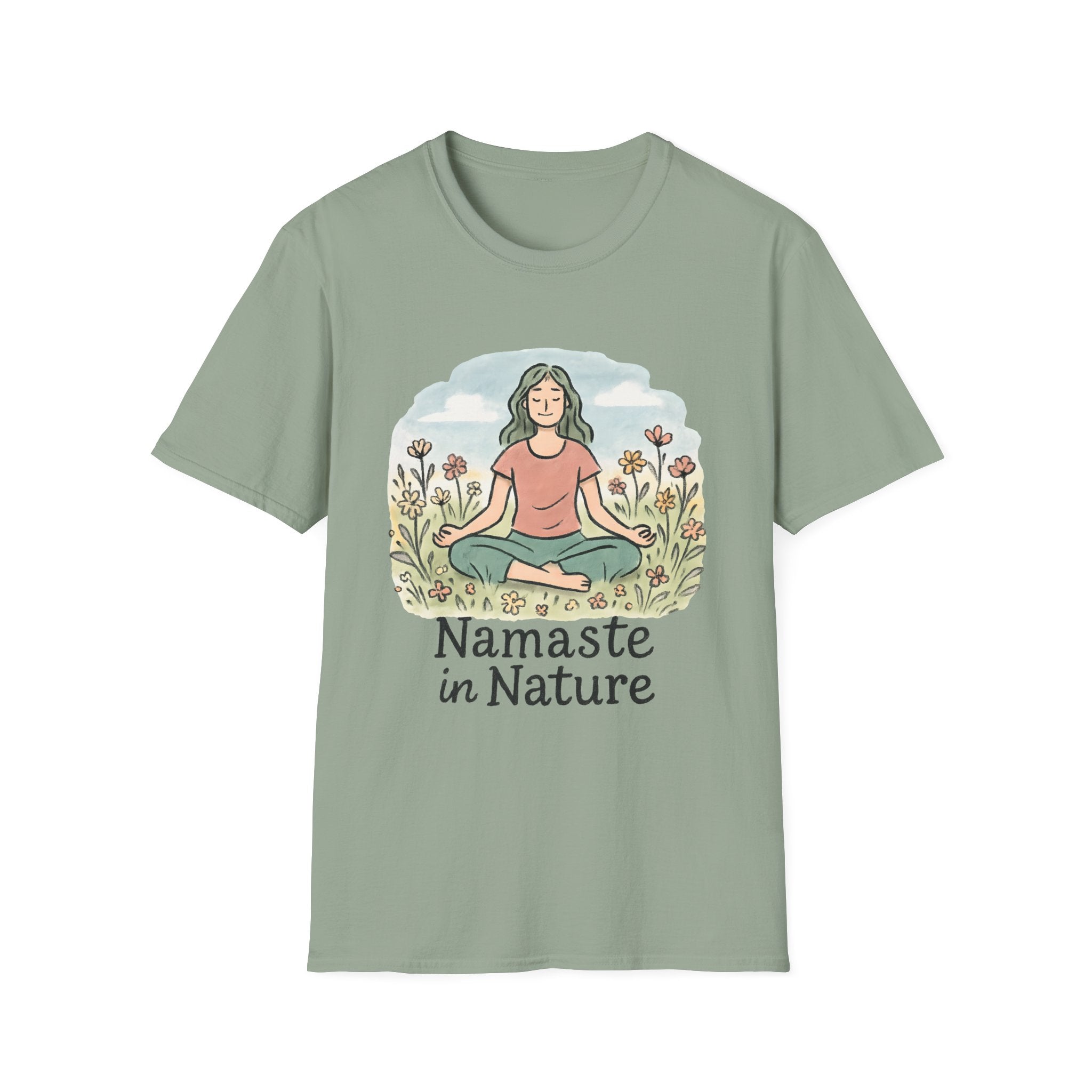 Namaste in Nature T-Shirt – Peaceful Meditation Floral Tee