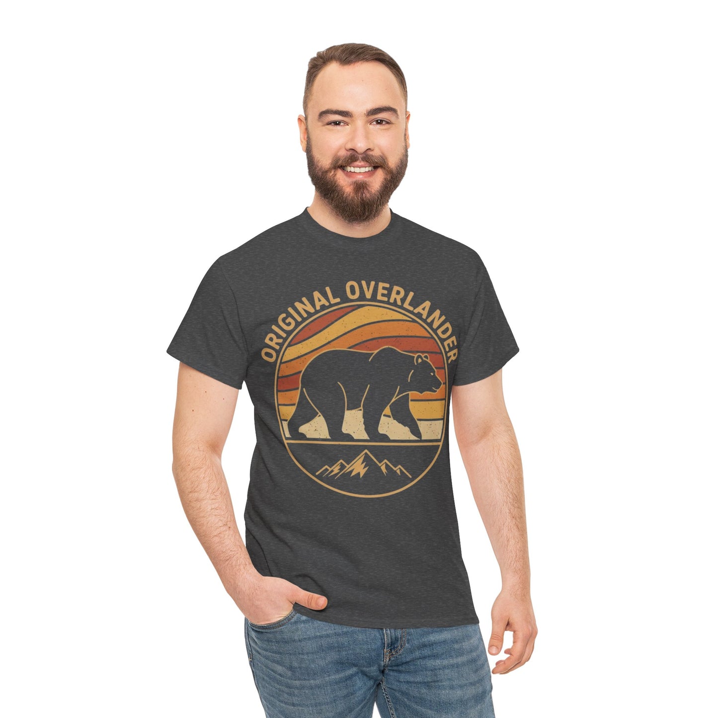 Original Overlander Retro Bear T-Shirt | 1970s Vintage Sunset Adventure Tee