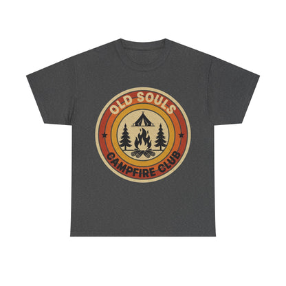 Old Souls Campfire Club Retro T-Shirt | Vintage Sunset Camping Tee