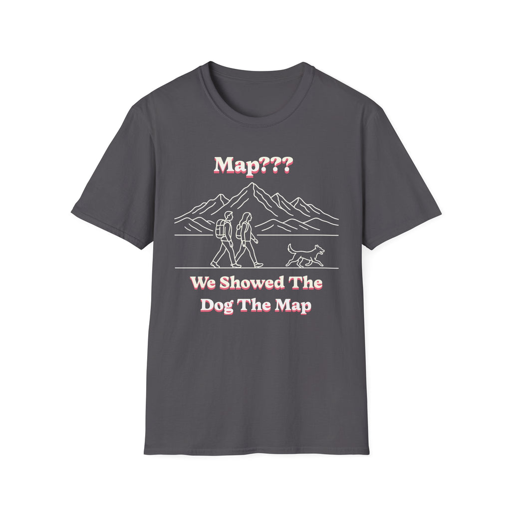 Hiking Line Art Tee – “We Showed The Dog The Map”